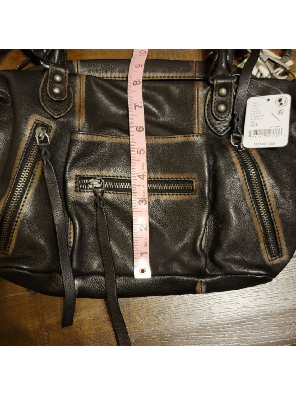 Free People Baby Emerson Tote Bag Black Leather Boho Chic Hippie Contemporary - Picture 6 of 7